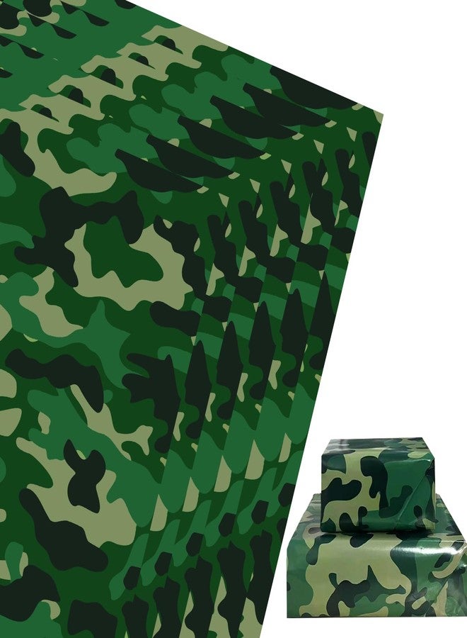 DodelyGz 6Pcs 28x40 Inches Camouflage Premium Kraft Gift Wrap Paper,Military Camo Wrapping Paper for Veterans Day Birthday Wedding Holiday Gift Wrap,Military Army Theme Party Decoration Supplies - Image 1